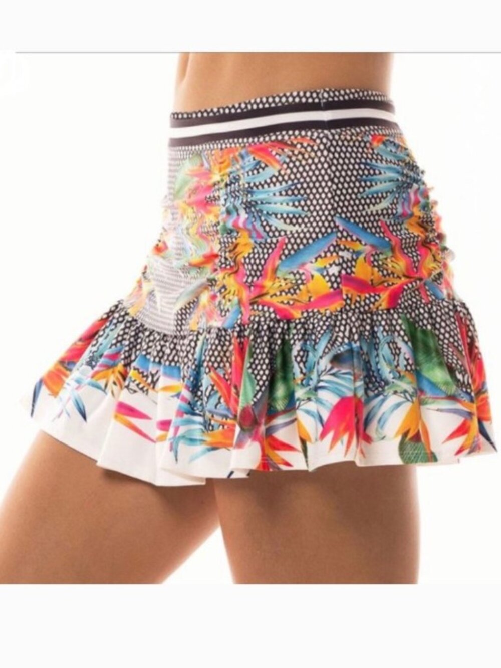 Lucky in Love Copacabana Copa Ruche Tropical Bird of Paradise Tennis Skirt Skort
